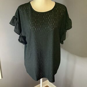 Floral & Ivy Black Eyelet Top